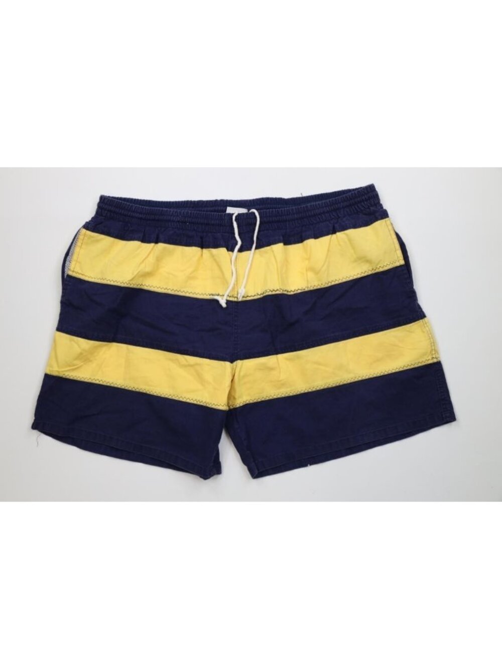 Vtg 90s Streetwear Mens 2XL Faded Striped Color Block Lined Above Knee Shorts